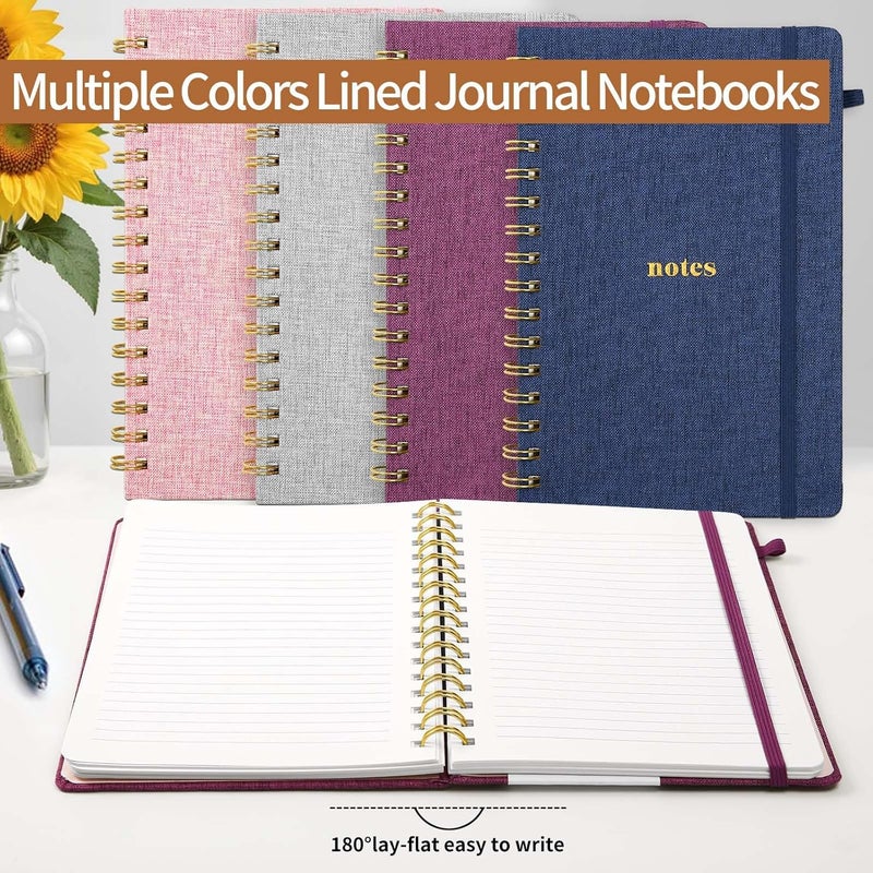 TSFPapier A5 Spiral Notebook – Hardcover Journal 160 Lined Pages 100 GSM Thick Paper With Elastic Band & Pen Holder College Ruled Writing Notebooks for Work School Travel Dark Blue - Image 5